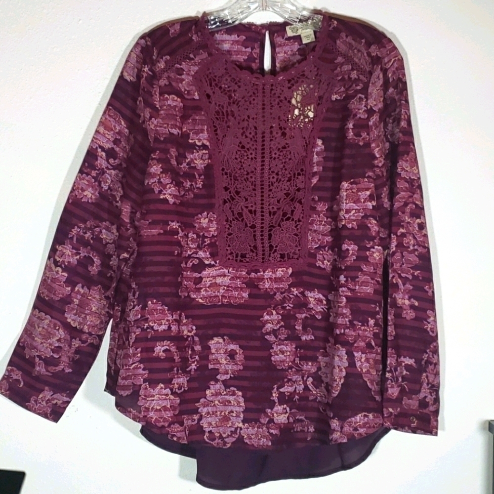 vintage American 2Pc Burgundy Peasant Shirt NWT M